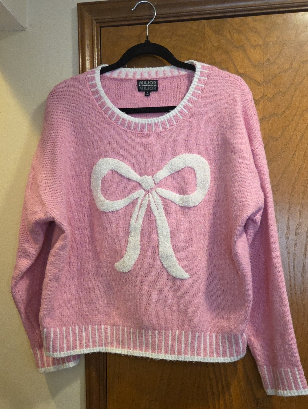 Pink Bow Knit Sweater
